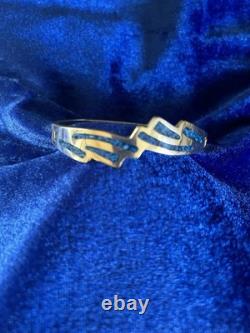 Bracelet en argent sterling vintage avec incrustation de lapis et design d'ailes d'aigle
