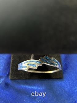 Bracelet en argent sterling vintage avec incrustation de lapis et design d'ailes d'aigle