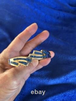 Bracelet en argent sterling vintage avec incrustation de lapis et design d'ailes d'aigle