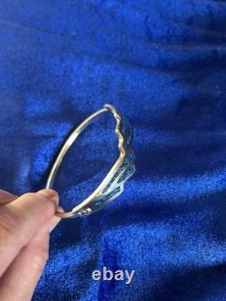 Bracelet en argent sterling vintage avec incrustation de lapis et design d'ailes d'aigle