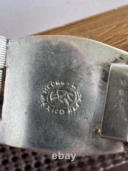 Bracelet en argent sterling vintage avec panneaux en turquoise signé 7,5 35g