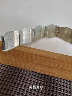 Bracelet en argent sterling vintage avec panneaux en turquoise signé 7,5 35g