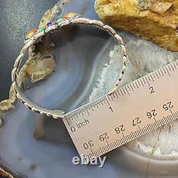 Bracelet en argent style vintage sud-ouest avec plusieurs pierres précieuses en forme de cœur de Carolyn Pollack.