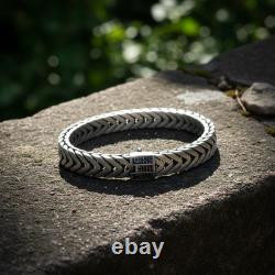 Bracelet en chaîne Franco en argent sterling 925 fait main avec pierre précieuse onyx de 12MM pour homme