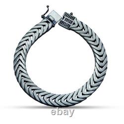 Bracelet en chaîne Franco en argent sterling 925 fait main avec pierre précieuse onyx de 12MM pour homme