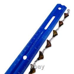 Bracelet en chaîne à maillons en ambre baltique vintage en argent sterling 925 (5636)