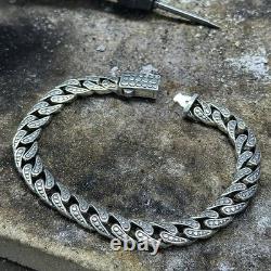 Bracelet en chaîne cubaine en argent sterling 925 solide