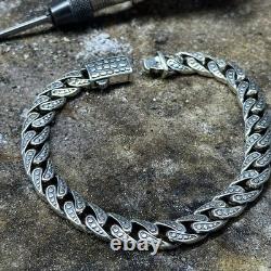 Bracelet en chaîne cubaine en argent sterling 925 solide