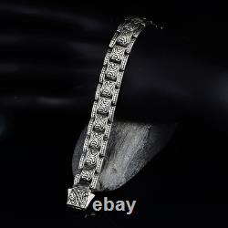 Bracelet en chaîne gravé fait main en argent sterling 925