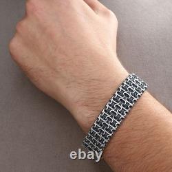 Bracelet en chaîne large et lourde Viking en argent sterling 925 de 20 mm