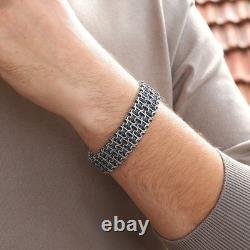 Bracelet en chaîne large et lourde Viking en argent sterling 925 de 20 mm