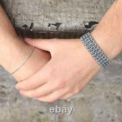 Bracelet en chaîne large et lourde Viking en argent sterling 925 de 20 mm