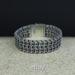 Bracelet en chaîne large et lourde Viking en argent sterling 925 de 20 mm