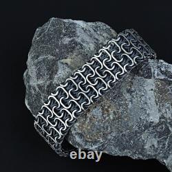 Bracelet en chaîne large et lourde Viking en argent sterling 925 de 20 mm