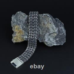 Bracelet en chaîne large et lourde Viking en argent sterling 925 de 20 mm