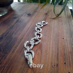 Bracelet en maillons épais en argent sterling 925, Jonc de chaîne épaisse géométrique