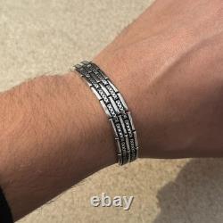 Bracelet en maillons gravés pour hommes en argent sterling 925 solide