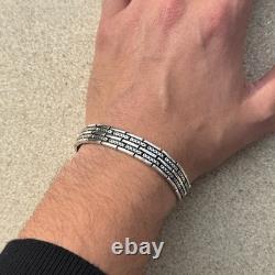 Bracelet en maillons gravés pour hommes en argent sterling 925 solide