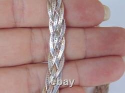 Bracelet et collier en argent sterling vintage à plusieurs brins tressés serpent Italie