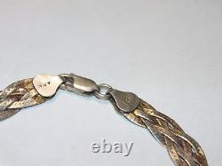 Bracelet et collier en argent sterling vintage à plusieurs brins tressés serpent Italie