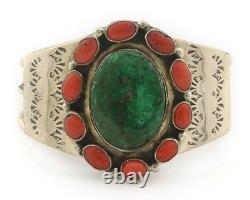 Bracelet jonc Navajo en argent sterling avec pierre précieuse naturelle vintage fait à la main