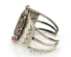 Bracelet jonc Navajo en argent sterling avec pierre précieuse naturelle vintage fait à la main