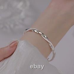 Bracelet jonc classique pour femmes en argent sterling 925 simulé, coupe ronde de 6,00 Ct