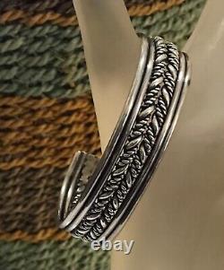 Bracelet jonc en argent sterling amérindien VTG avec insert en design torsadé