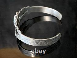 Bracelet jonc en argent sterling avec turquoise Thunderbird de l'époque Fred Harvey vintage