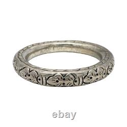 Bracelet jonc en argent sterling chinois antique vintage déco, hochets en forme de coussin, 65,5 g