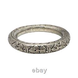 Bracelet jonc en argent sterling chinois antique vintage déco, hochets en forme de coussin, 65,5 g