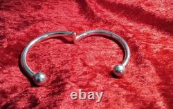 Bracelet jonc en argent sterling mexicain vintage à charnière ajustable de 14,2 g