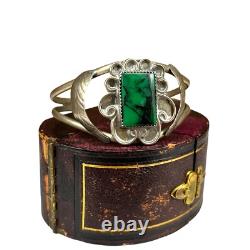 Bracelet jonc en argent sterling turquoise Navajo antique vintage de 19,4 g