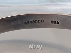 Bracelet jonc moderne en argent sterling 925 vintage du Mexique avec œil de chat vert 19g