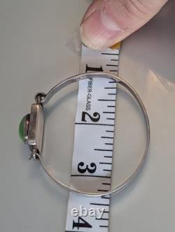 Bracelet jonc moderne en argent sterling 925 vintage du Mexique avec œil de chat vert 19g