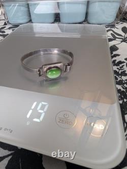 Bracelet jonc moderne en argent sterling 925 vintage du Mexique avec œil de chat vert 19g