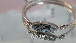 Bracelet jonc vintage en argent sterling de Taxco avec abalone, Mexique 925, ovale en abalone