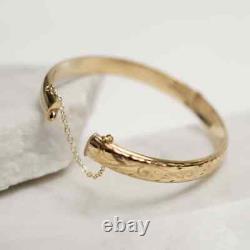 Bracelet jonc vintage en or jaune 14k FN taille 7.5 - Cadeau de Noël