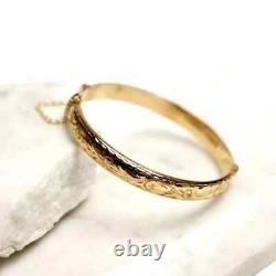 Bracelet jonc vintage en or jaune 14k FN taille 7.5 - Cadeau de Noël