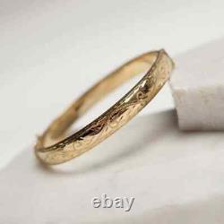Bracelet jonc vintage en or jaune 14k FN taille 7.5 - Cadeau de Noël