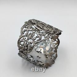 Bracelet large Vintage RH en argent sterling 925 repoussée avec figures d'hommes et de femmes 6,5