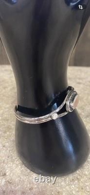 Bracelet manchette en argent sterling MOP Navajo amérindien vintage non signé