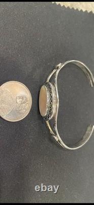 Bracelet manchette en argent sterling MOP Navajo amérindien vintage non signé