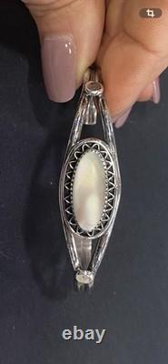 Bracelet manchette en argent sterling MOP Navajo amérindien vintage non signé