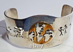 Bracelet manchette en argent sterling SW vintage ovale fait à la main - FABRIQUÉ AU MEXIQUE