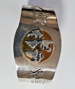 Bracelet manchette en argent sterling SW vintage ovale fait à la main - FABRIQUÉ AU MEXIQUE