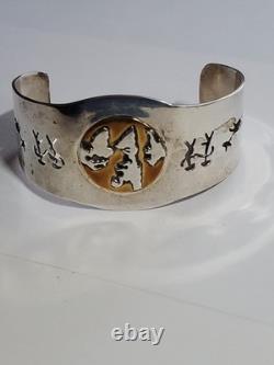 Bracelet manchette en argent sterling SW vintage ovale fait à la main - FABRIQUÉ AU MEXIQUE