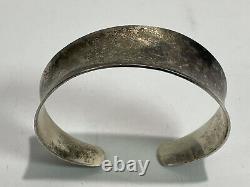 Bracelet manchette moderne lisse en argent sterling 925 signé vintage de 22 mm de largeur, 26g