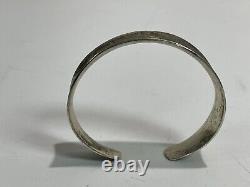 Bracelet manchette moderne lisse en argent sterling 925 signé vintage de 22 mm de largeur, 26g