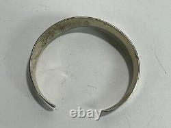 Bracelet manchette moderne lisse en argent sterling 925 signé vintage de 22 mm de largeur, 26g